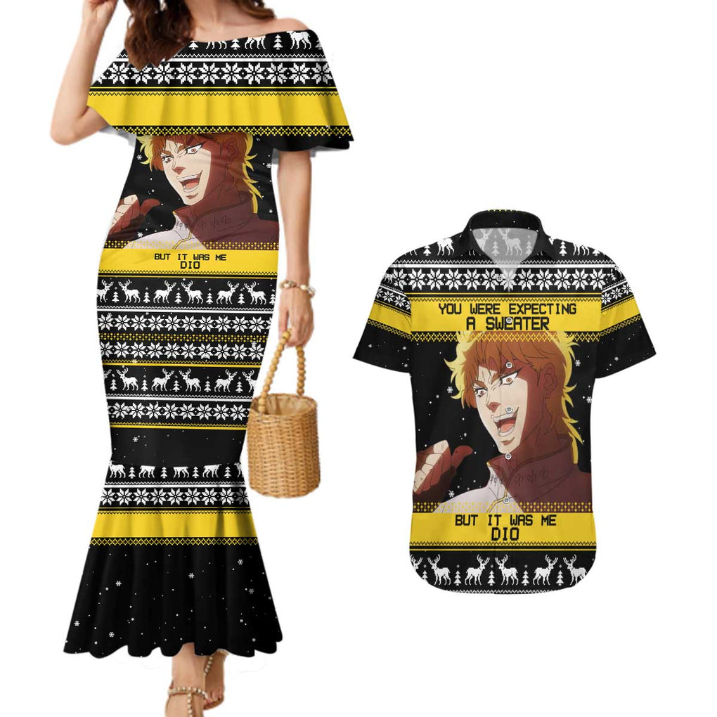 Dio Brando - JoJo’s Bizarre Adventure Couples Matching Mermaid Dress and Hawaiian Shirt Anime Mix Christmas Style