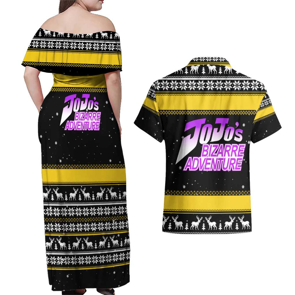 Dio Brando - JoJo’s Bizarre Adventure Couples Matching Off Shoulder Maxi Dress and Hawaiian Shirt Anime Mix Christmas Style