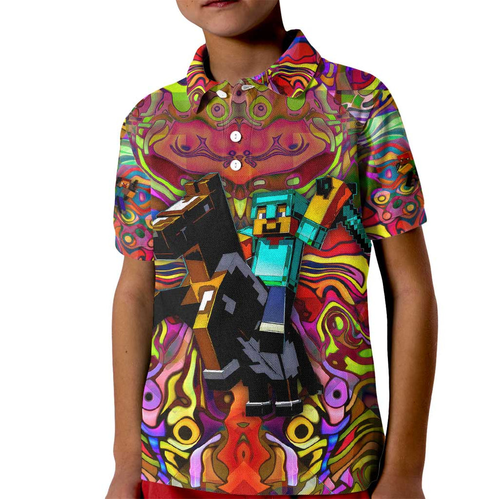 Trippy Minecraft Kid Polo Shirt Trippy Style