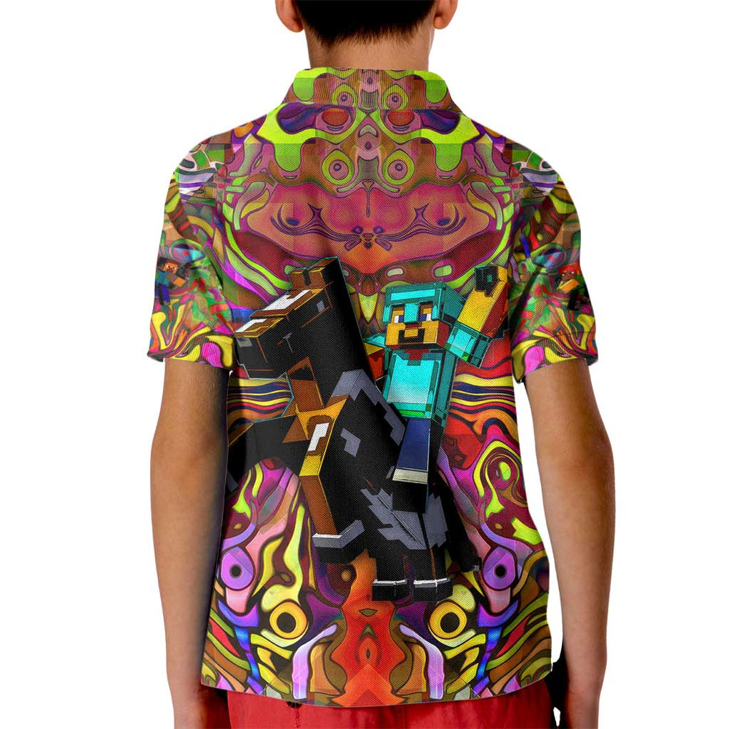 Trippy Minecraft Kid Polo Shirt Trippy Style