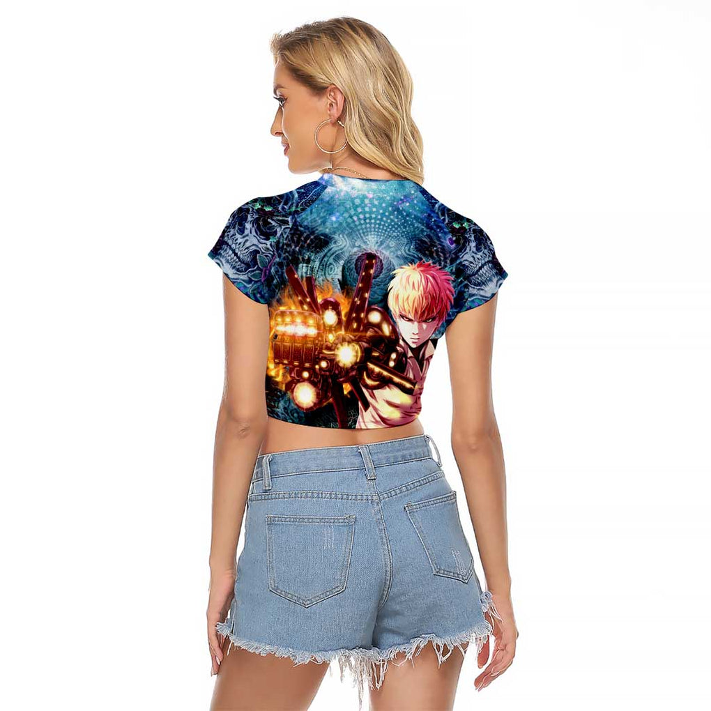 Trippy Genos One Punch Man Raglan Cropped T Shirt Trippy Mix Anime Style
