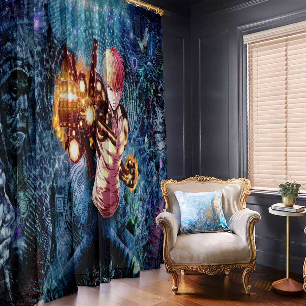 Trippy Genos One Punch Man Window Curtain Trippy Mix Anime Style