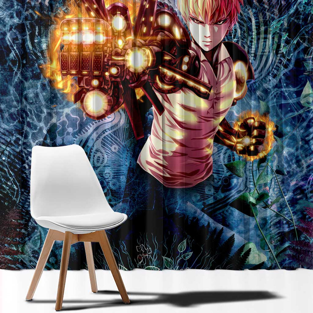 Trippy Genos One Punch Man Window Curtain Trippy Mix Anime Style