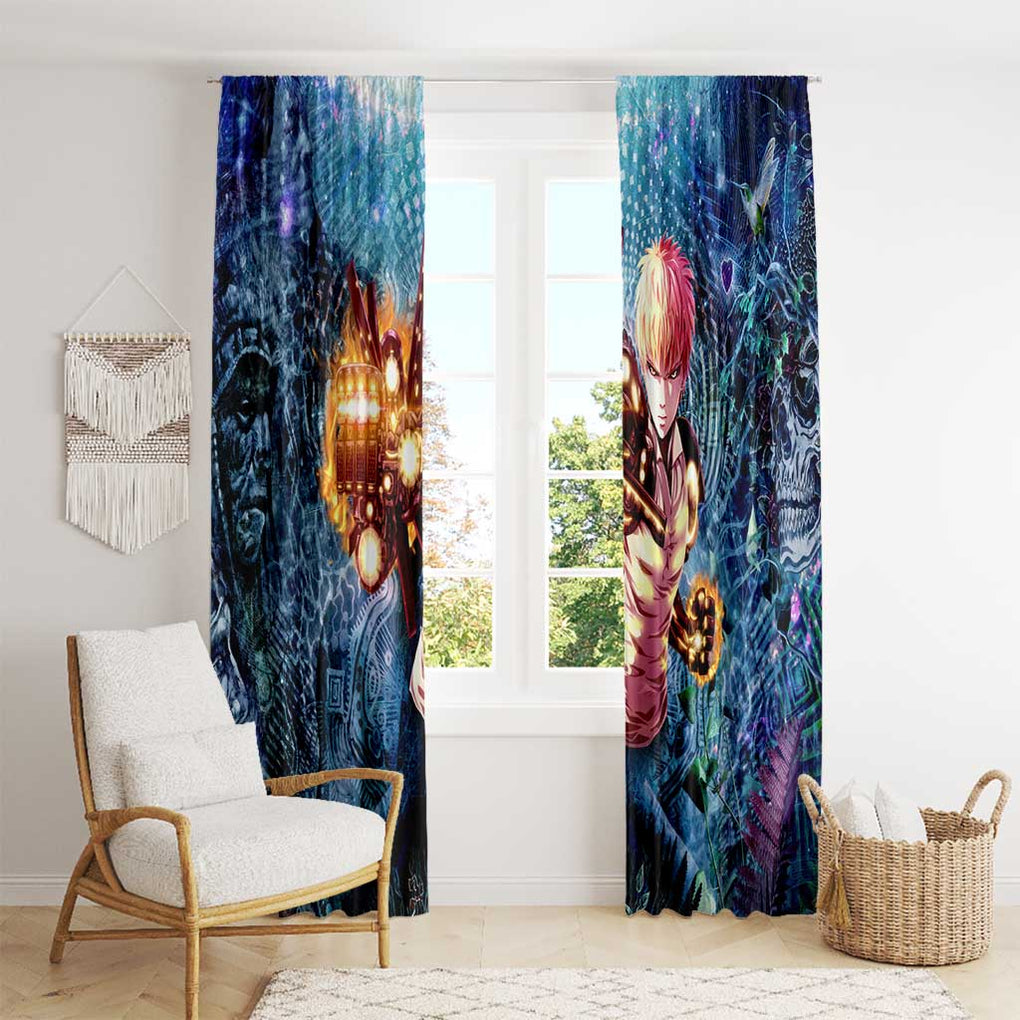 Trippy Genos One Punch Man Window Curtain Trippy Mix Anime Style