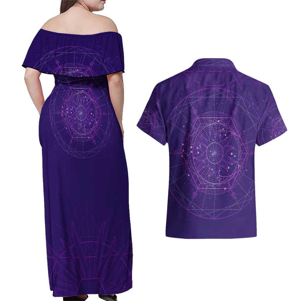 Tiger King Trippy Joe Exotic Astral Meditation Couples Matching Off Shoulder Maxi Dress and Hawaiian Shirt Trippy Style