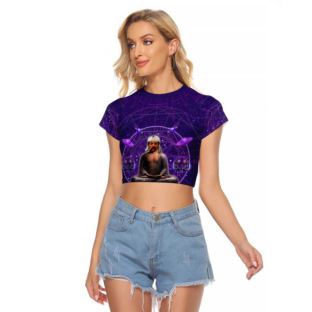 Tiger King Trippy Joe Exotic Astral Meditation Raglan Cropped T Shirt Trippy Style