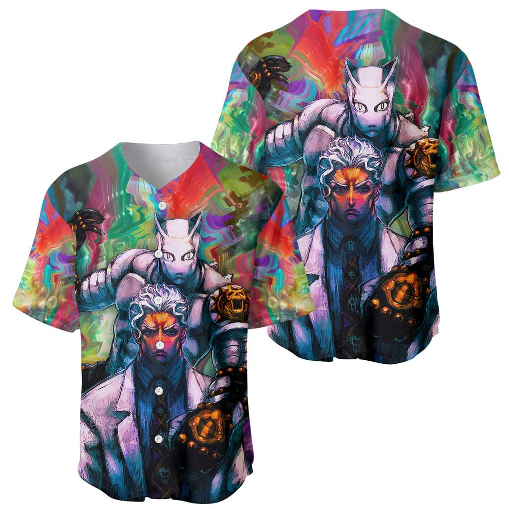Trippy Yoshikage Kira Deadly Queen Jojo’s Bizarre Adventure Baseball Jersey Trippy Style