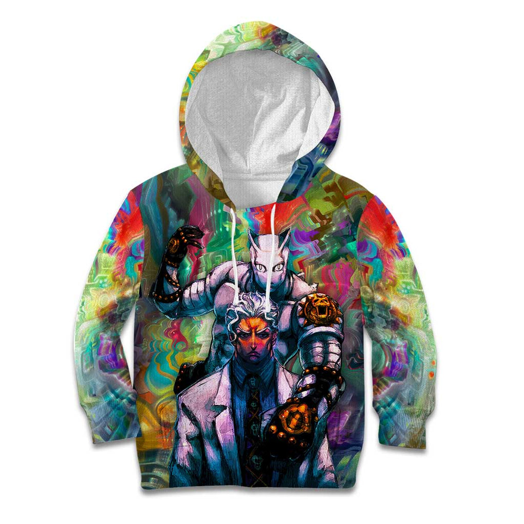 Trippy Yoshikage Kira Deadly Queen Jojo’s Bizarre Adventure Kid Hoodie Trippy Style