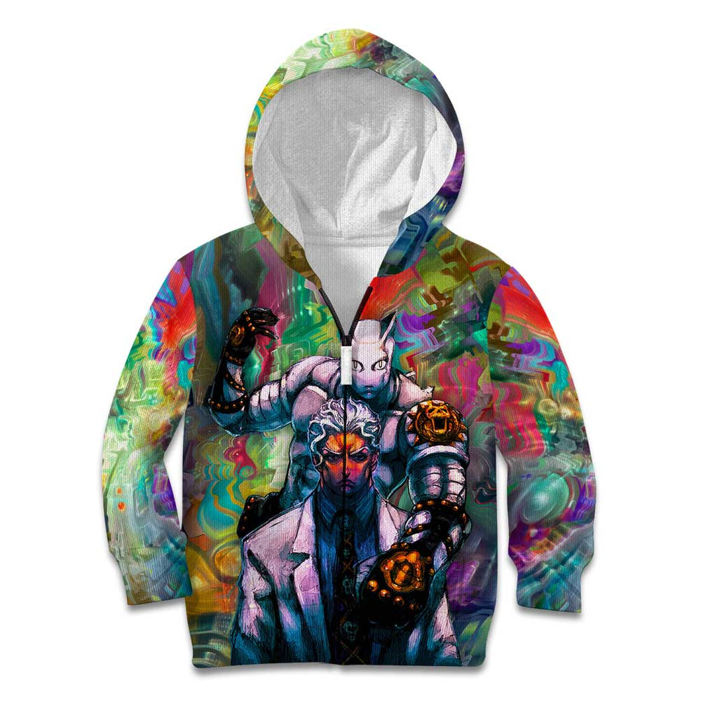 Trippy Yoshikage Kira Deadly Queen Jojo’s Bizarre Adventure Kid Hoodie Trippy Style