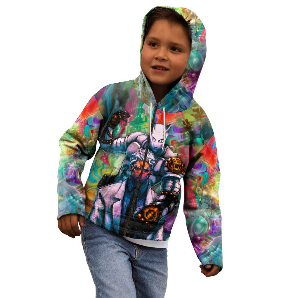 Trippy Yoshikage Kira Deadly Queen Jojo’s Bizarre Adventure Kid Hoodie Trippy Style