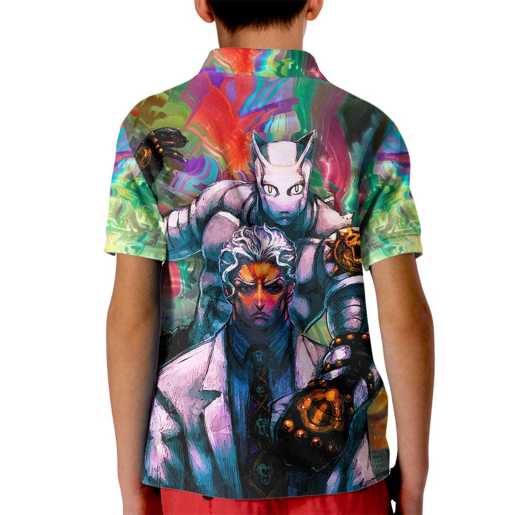 Trippy Yoshikage Kira Deadly Queen Jojo’s Bizarre Adventure Kid Polo Shirt Trippy Style