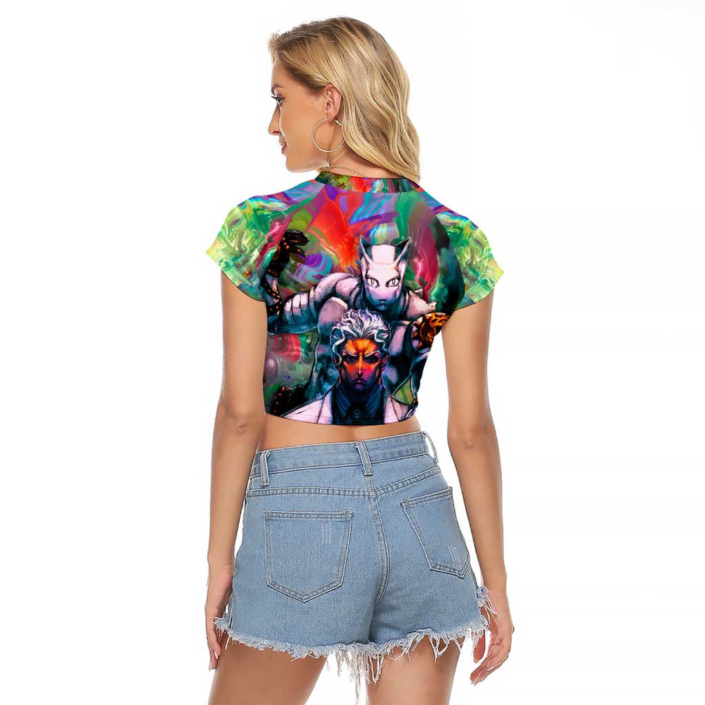 Trippy Yoshikage Kira Deadly Queen Jojo’s Bizarre Adventure Raglan Cropped T Shirt Trippy Style