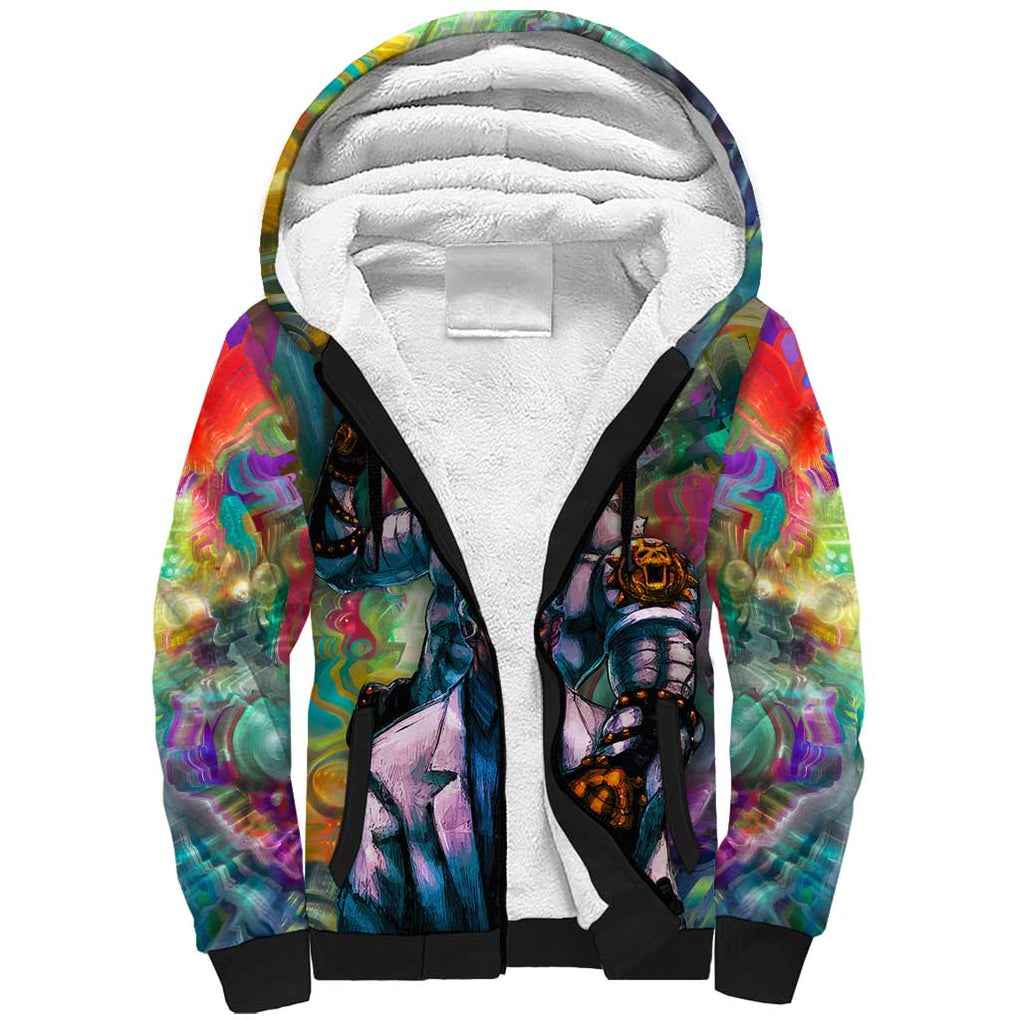Trippy Yoshikage Kira Deadly Queen Jojo’s Bizarre Adventure Sherpa Hoodie Trippy Style
