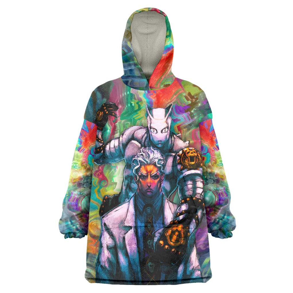 Trippy Yoshikage Kira Deadly Queen Jojo’s Bizarre Adventure Wearable Blanket Hoodie Trippy Style
