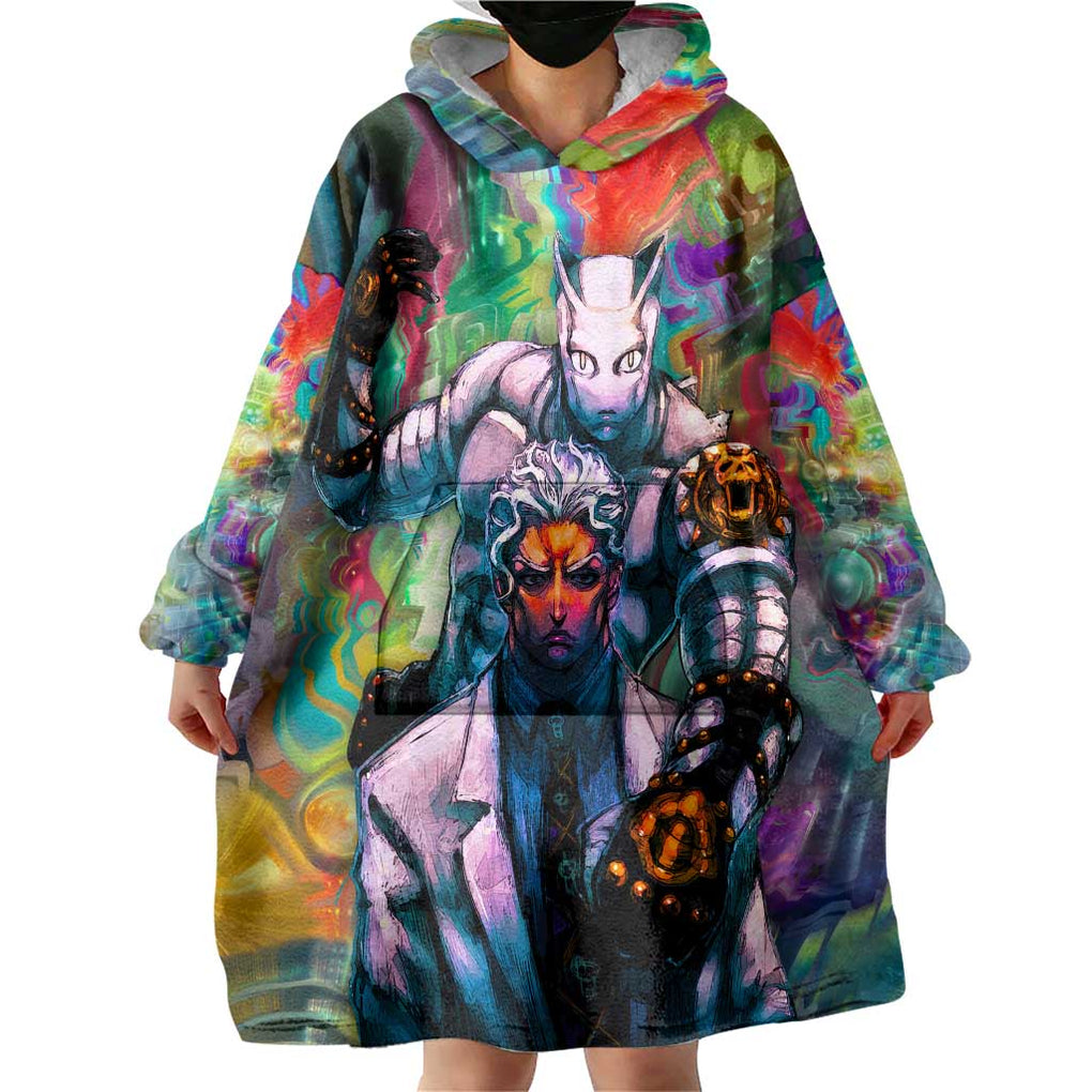 Trippy Yoshikage Kira Deadly Queen Jojo’s Bizarre Adventure Wearable Blanket Hoodie Trippy Style