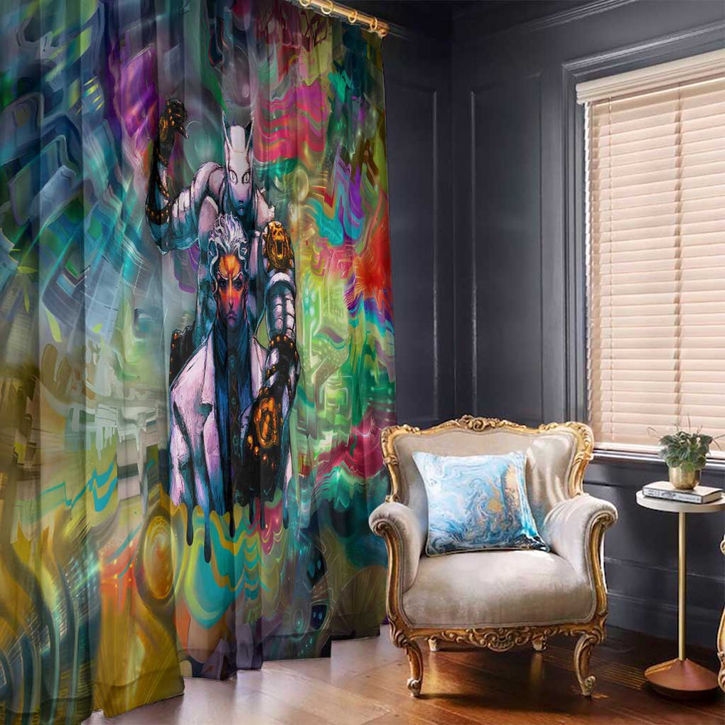 Trippy Yoshikage Kira Deadly Queen Jojo’s Bizarre Adventure Window Curtain Trippy Style
