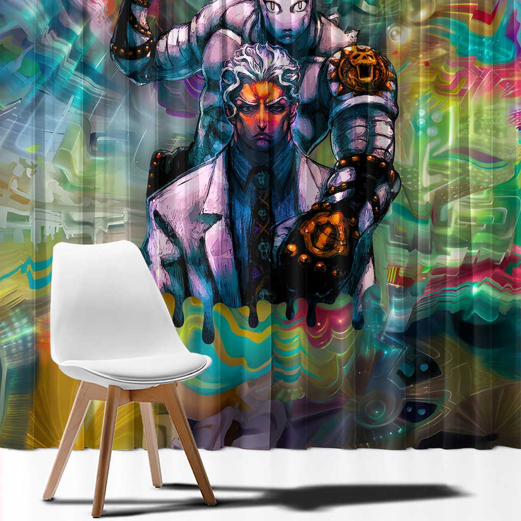 Trippy Yoshikage Kira Deadly Queen Jojo’s Bizarre Adventure Window Curtain Trippy Style