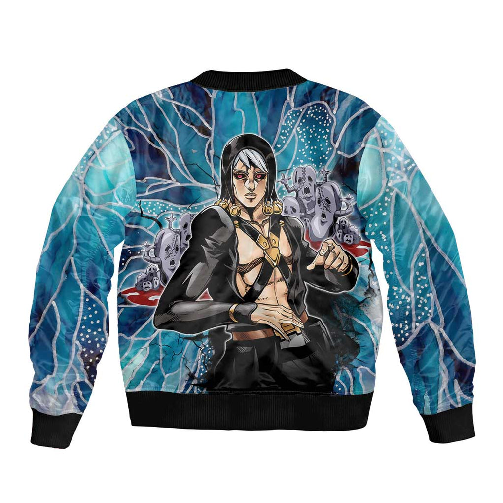 Trippy Risotto Nero Metallic Jojo’s Bizarre Adventure Bomber Jacket Trippy Style