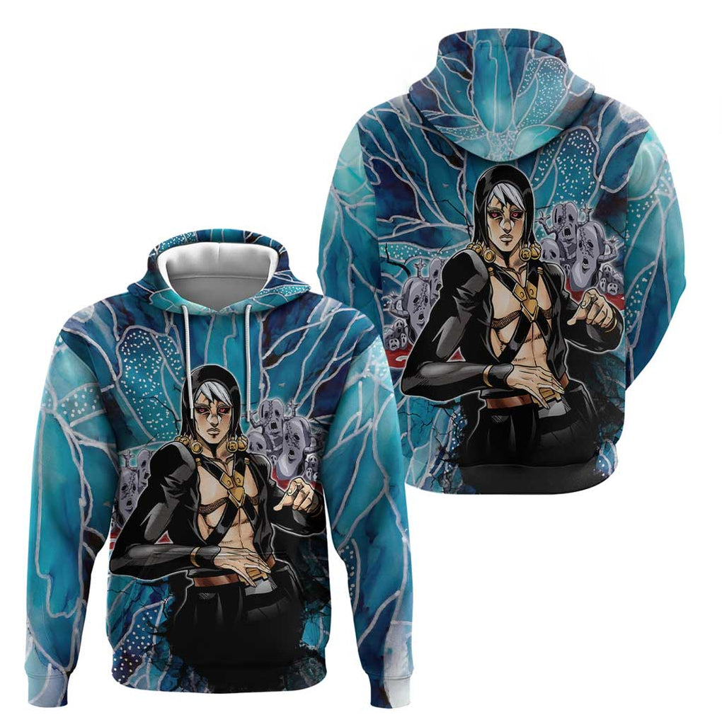 Trippy Risotto Nero Metallic Jojo’s Bizarre Adventure Hoodie Trippy Style