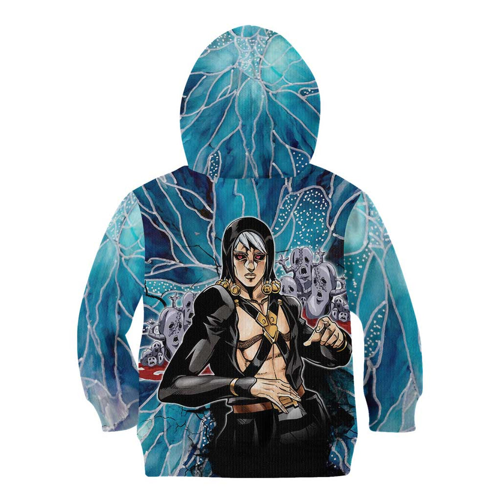 Trippy Risotto Nero Metallic Jojo’s Bizarre Adventure Kid Hoodie Trippy Style