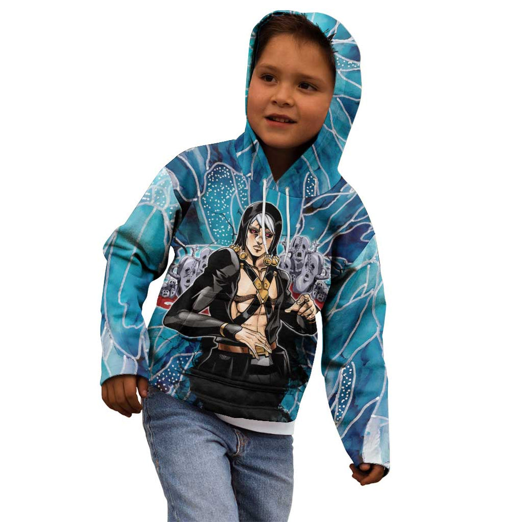 Trippy Risotto Nero Metallic Jojo’s Bizarre Adventure Kid Hoodie Trippy Style