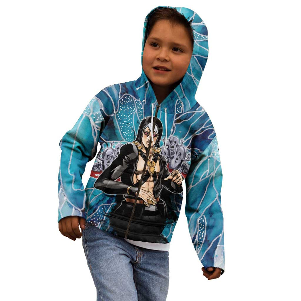 Trippy Risotto Nero Metallic Jojo’s Bizarre Adventure Kid Hoodie Trippy Style