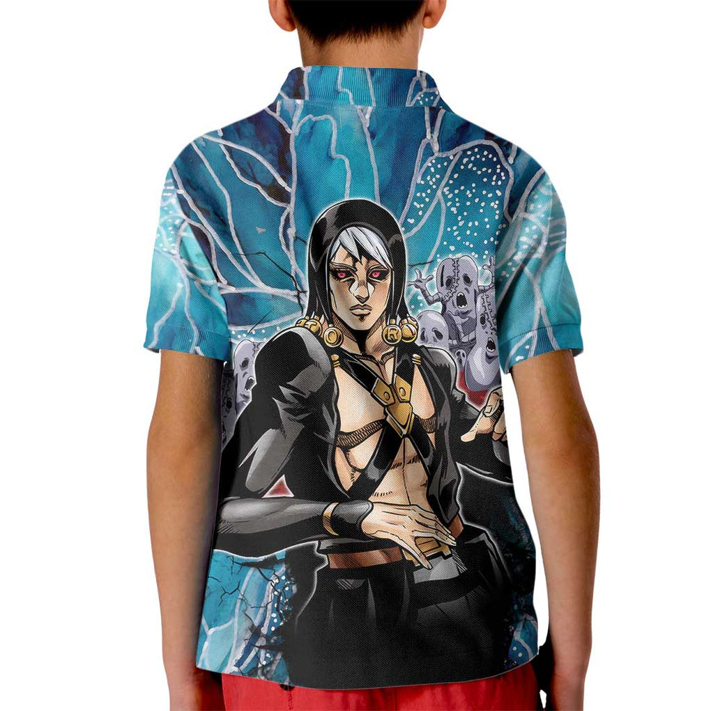 Trippy Risotto Nero Metallic Jojo’s Bizarre Adventure Kid Polo Shirt Trippy Style