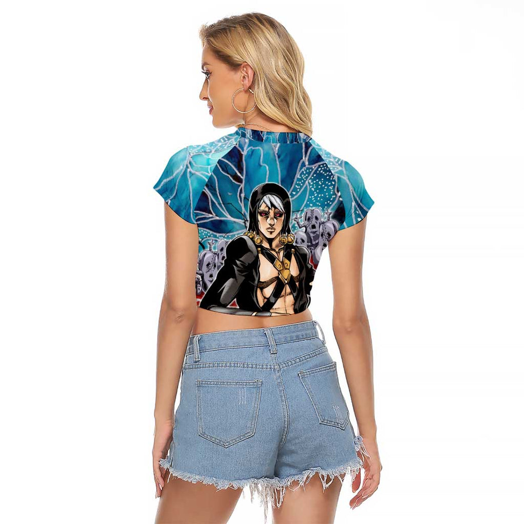 Trippy Risotto Nero Metallic Jojo’s Bizarre Adventure Raglan Cropped T Shirt Trippy Style