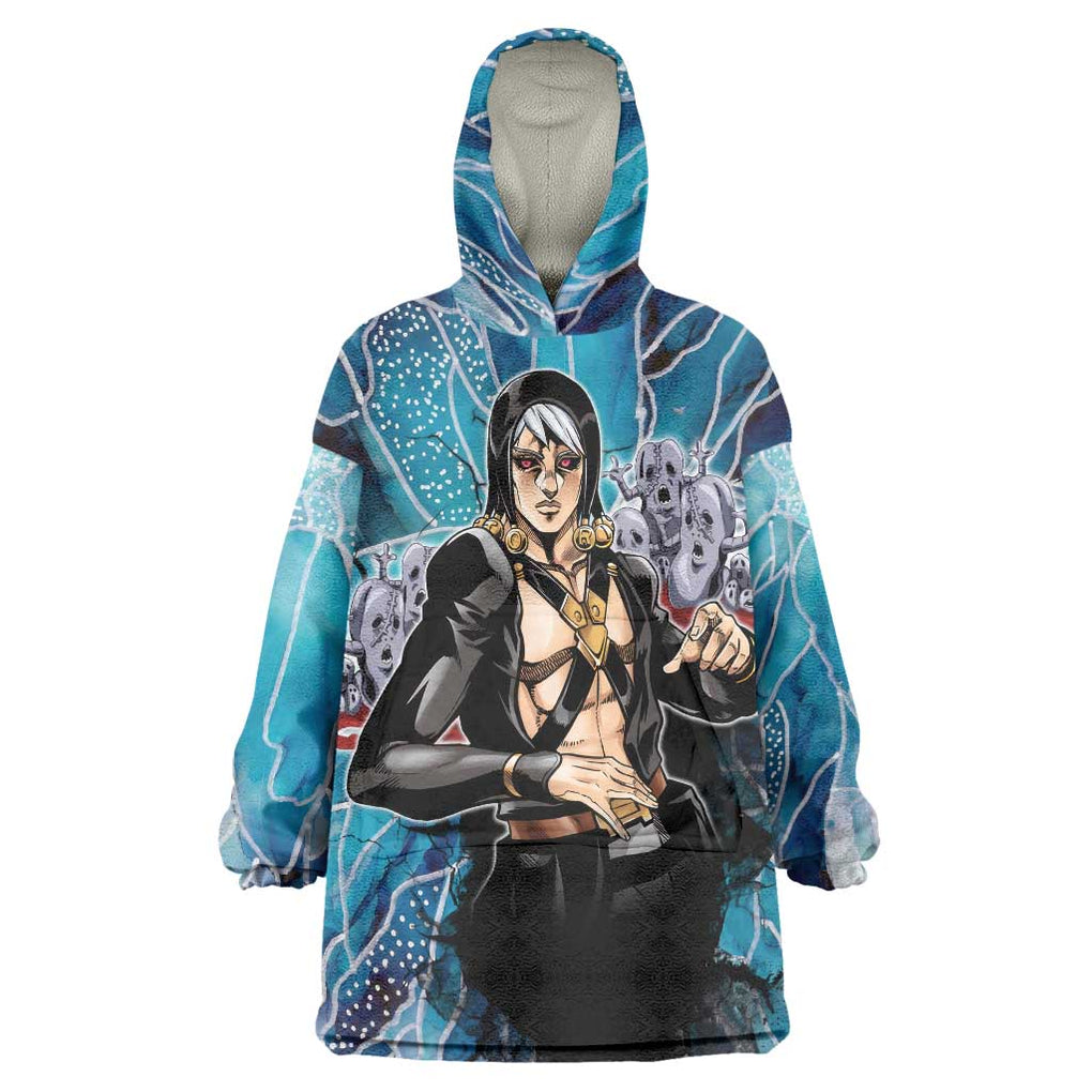 Trippy Risotto Nero Metallic Jojo’s Bizarre Adventure Wearable Blanket Hoodie Trippy Style