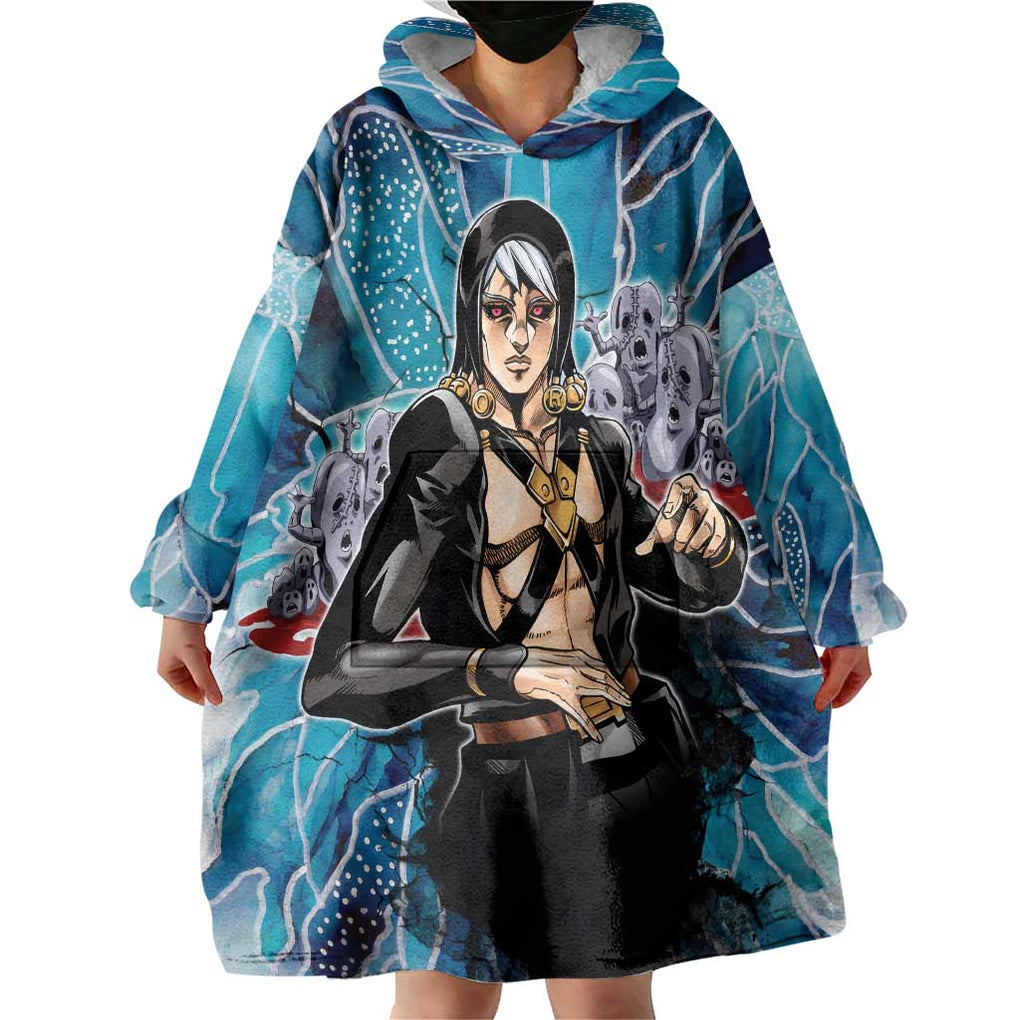 Trippy Risotto Nero Metallic Jojo’s Bizarre Adventure Wearable Blanket Hoodie Trippy Style