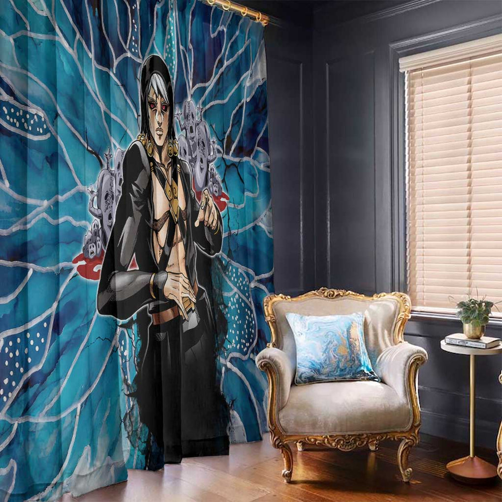 Trippy Risotto Nero Metallic Jojo’s Bizarre Adventure Window Curtain Trippy Style