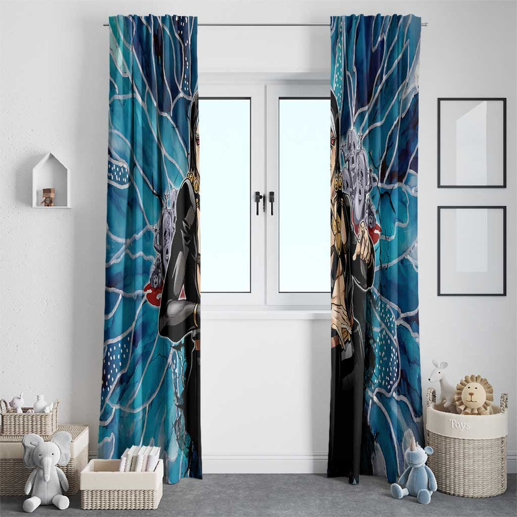 Trippy Risotto Nero Metallic Jojo’s Bizarre Adventure Window Curtain Trippy Style