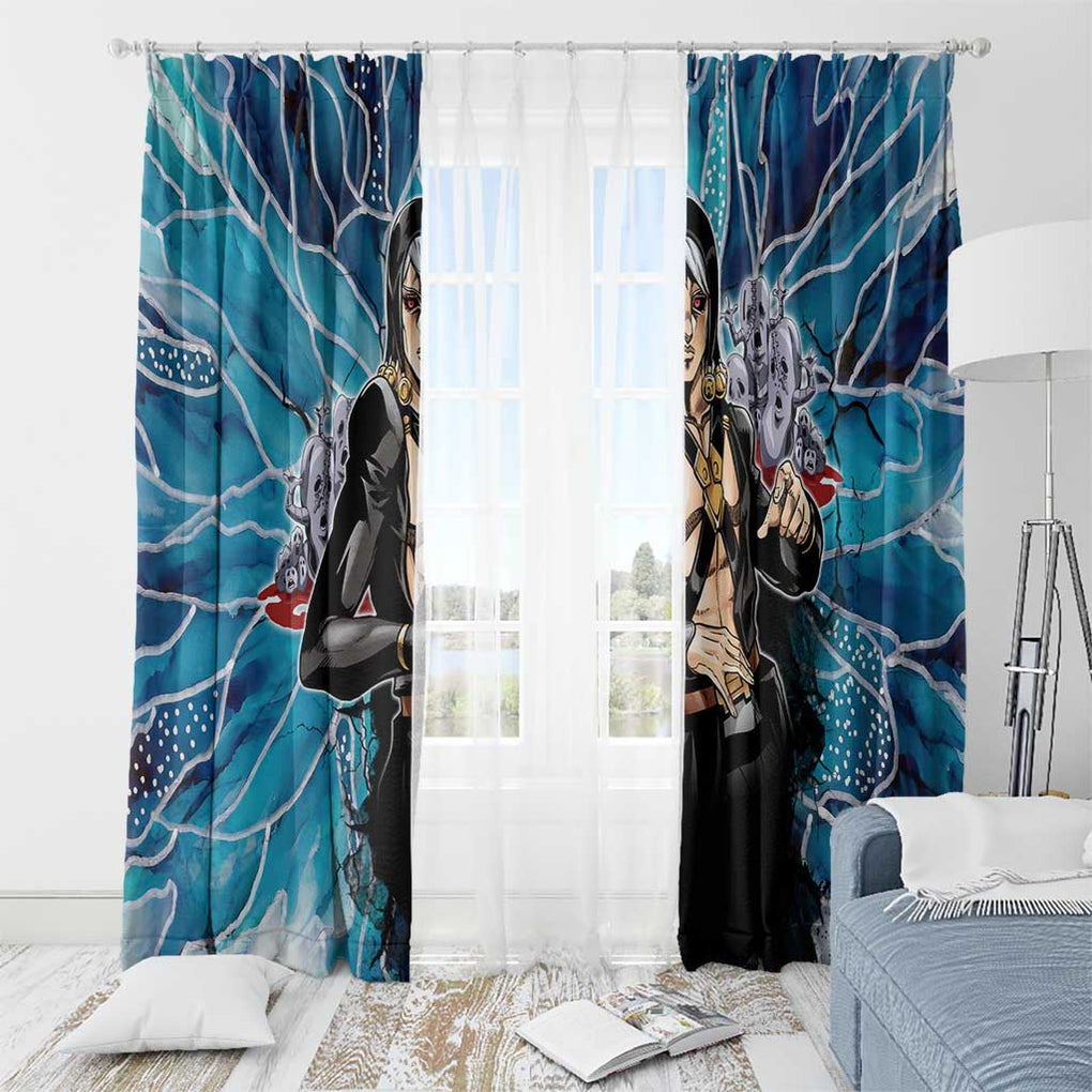 Trippy Risotto Nero Metallic Jojo’s Bizarre Adventure Window Curtain Trippy Style