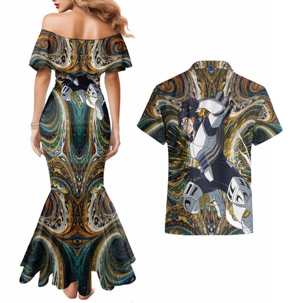 Trippy Engine Ida Tenya My Hero Academia Couples Matching Mermaid Dress and Hawaiian Shirt Trippy Style