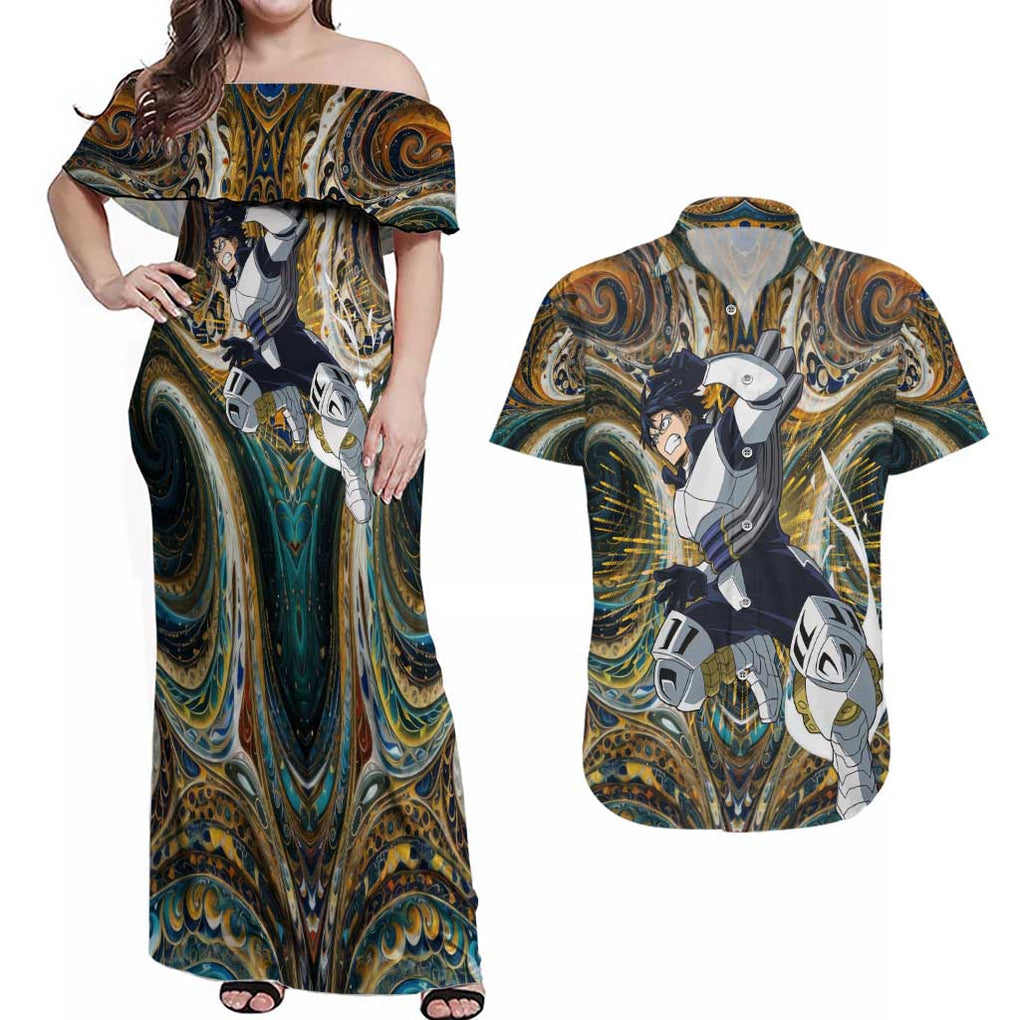 Trippy Engine Ida Tenya My Hero Academia Couples Matching Off Shoulder Maxi Dress and Hawaiian Shirt Trippy Style