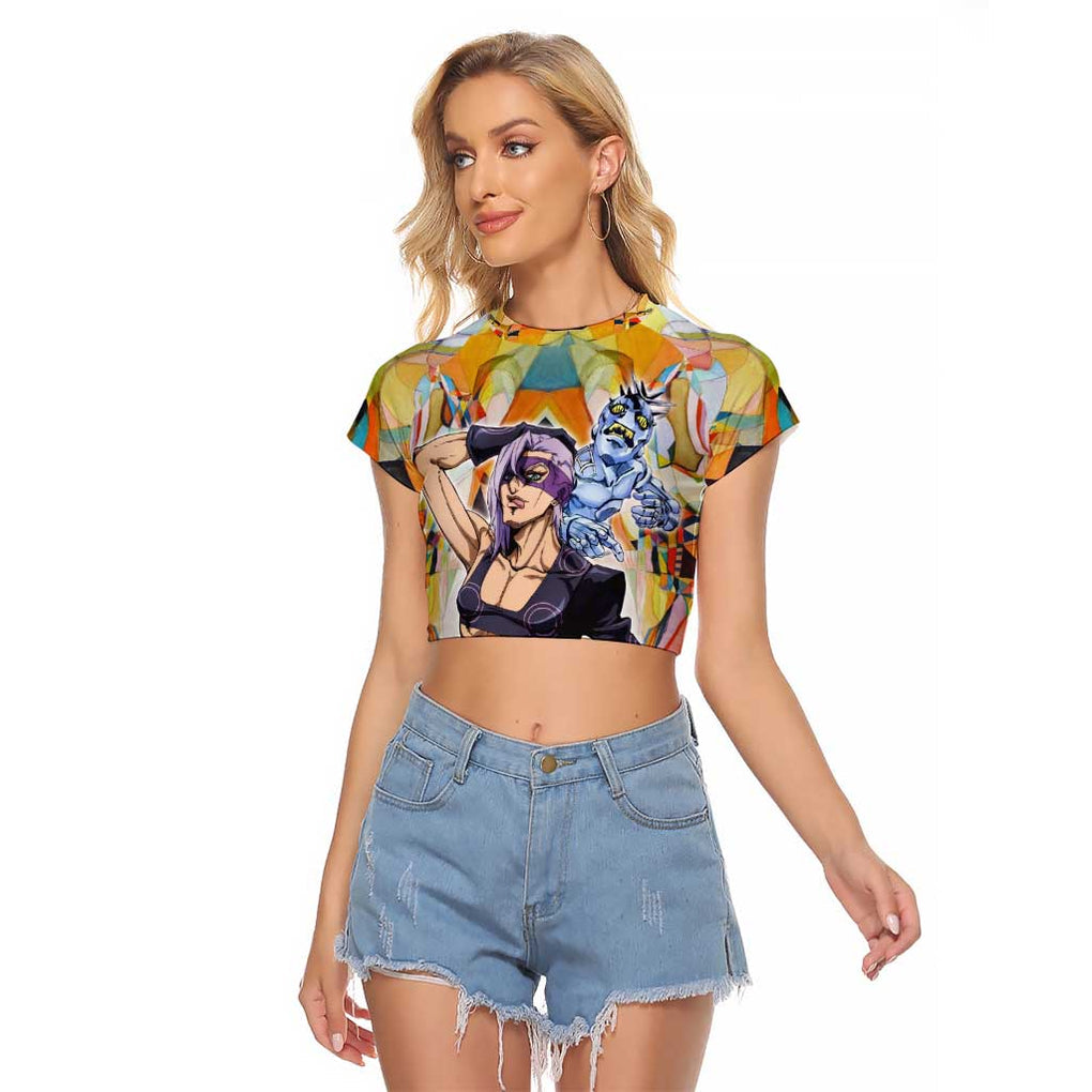 Trippy Melone Babyhead Jojo’s Bizarre Adventure Raglan Cropped T Shirt Trippy Style