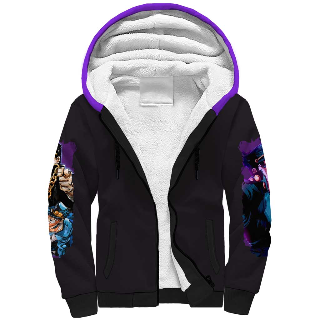 Jotaro Kujo V2 Jojo’s Bizarre Adventure Sherpa Hoodie Japan Anime Style - The Mazicc
