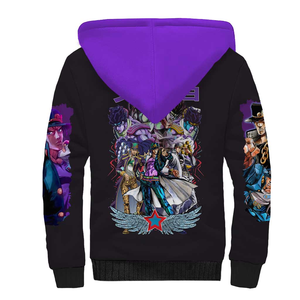 Jotaro Kujo V2 Jojo’s Bizarre Adventure Sherpa Hoodie Japan Anime Style - The Mazicc