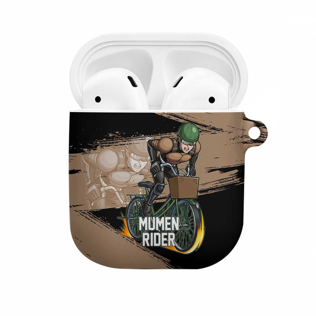 Mumen Rider One Punch Man Anime Brown and Black AirPods Case with Bicycle Hero Pose and Inspirational Determination Design - The Mazicc