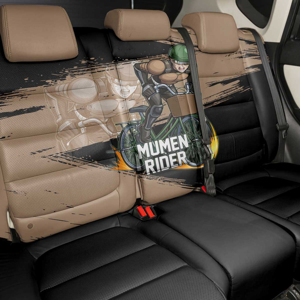 Mumen Rider One Punch Man Anime Brown and Black Back Car Seat Cover with Bicycle Hero Pose and Inspirational Determination Design - The Mazicc