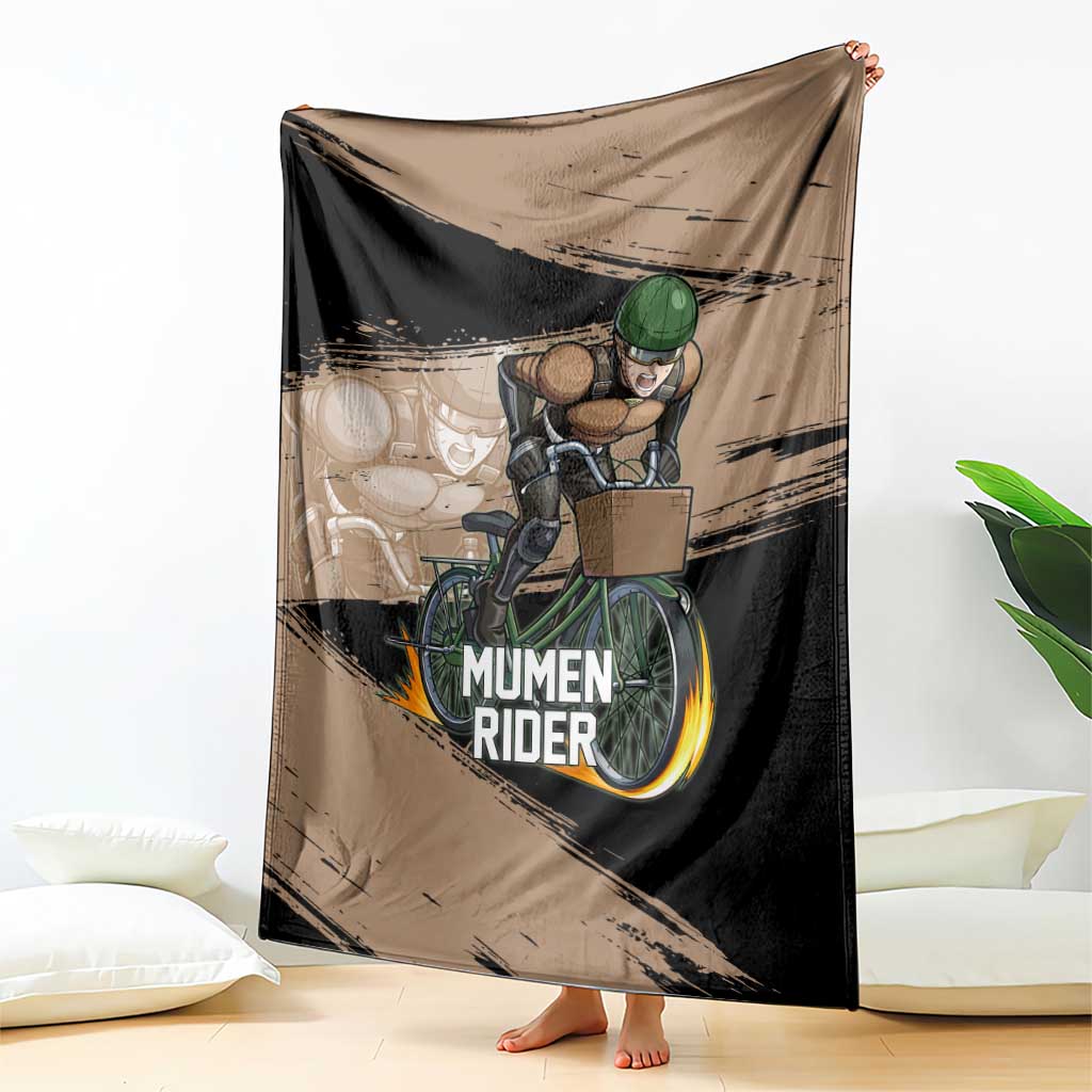 Mumen Rider One Punch Man Anime Brown and Black Blanket with Bicycle Hero Pose and Inspirational Determination Design - The Mazicc