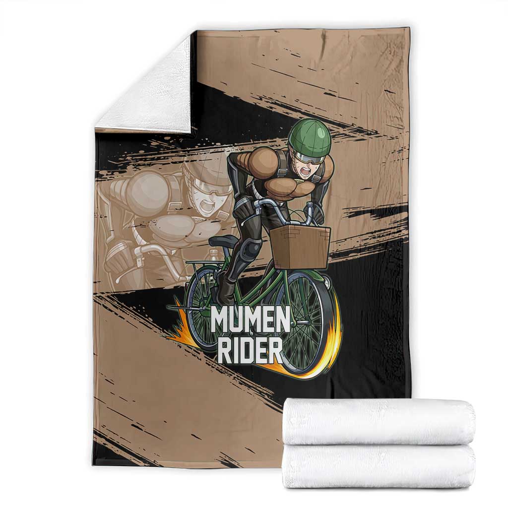 Mumen Rider One Punch Man Anime Brown and Black Blanket with Bicycle Hero Pose and Inspirational Determination Design - The Mazicc
