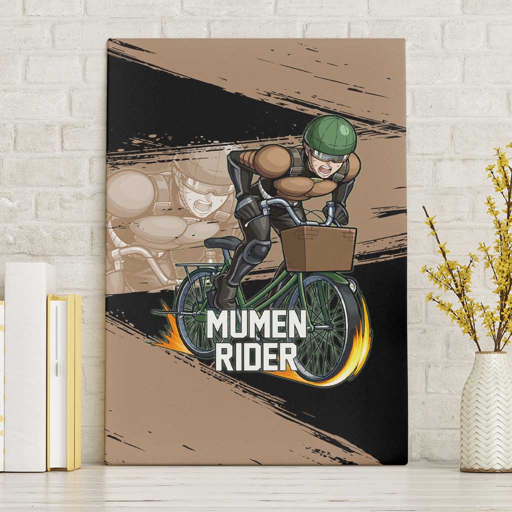 Mumen Rider One Punch Man Anime Brown and Black Canvas Wall Art with Bicycle Hero Pose and Inspirational Determination Design - The Mazicc