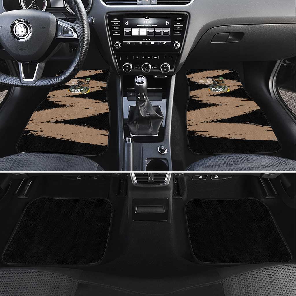 Mumen Rider One Punch Man Anime Brown and Black Car Mats with Bicycle Hero Pose and Inspirational Determination Design - The Mazicc