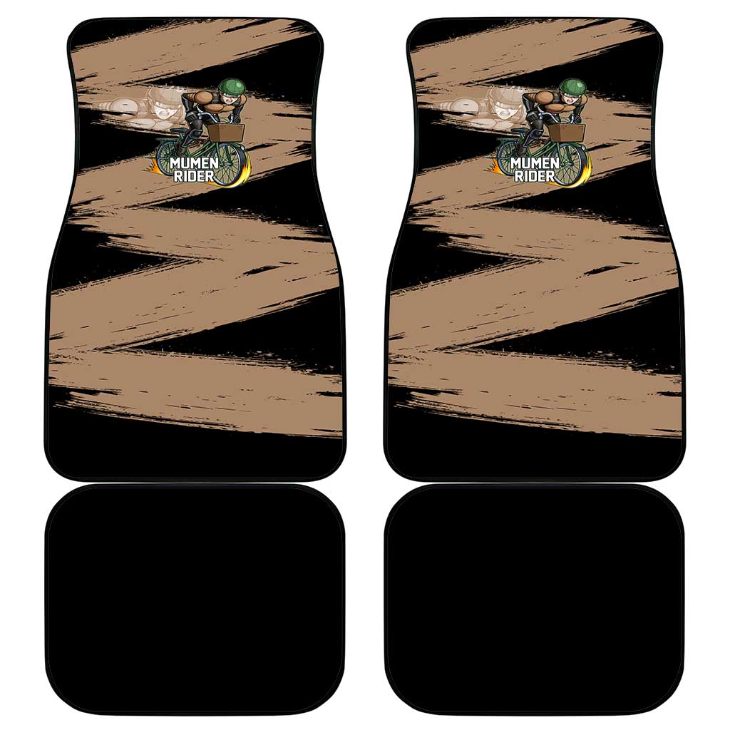 Mumen Rider One Punch Man Anime Brown and Black Car Mats with Bicycle Hero Pose and Inspirational Determination Design - The Mazicc