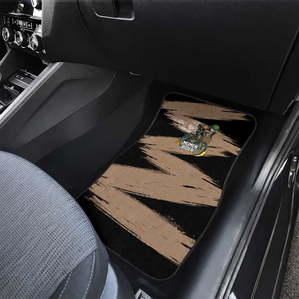 Mumen Rider One Punch Man Anime Brown and Black Car Mats with Bicycle Hero Pose and Inspirational Determination Design - The Mazicc