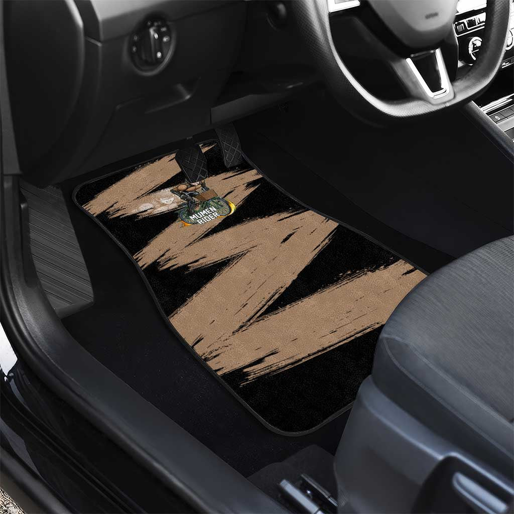Mumen Rider One Punch Man Anime Brown and Black Car Mats with Bicycle Hero Pose and Inspirational Determination Design - The Mazicc