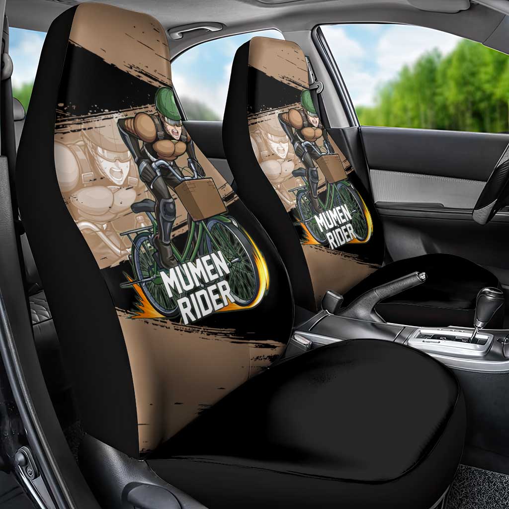 Mumen Rider One Punch Man Anime Brown and Black Car Seat Cover with Bicycle Hero Pose and Inspirational Determination Design - The Mazicc