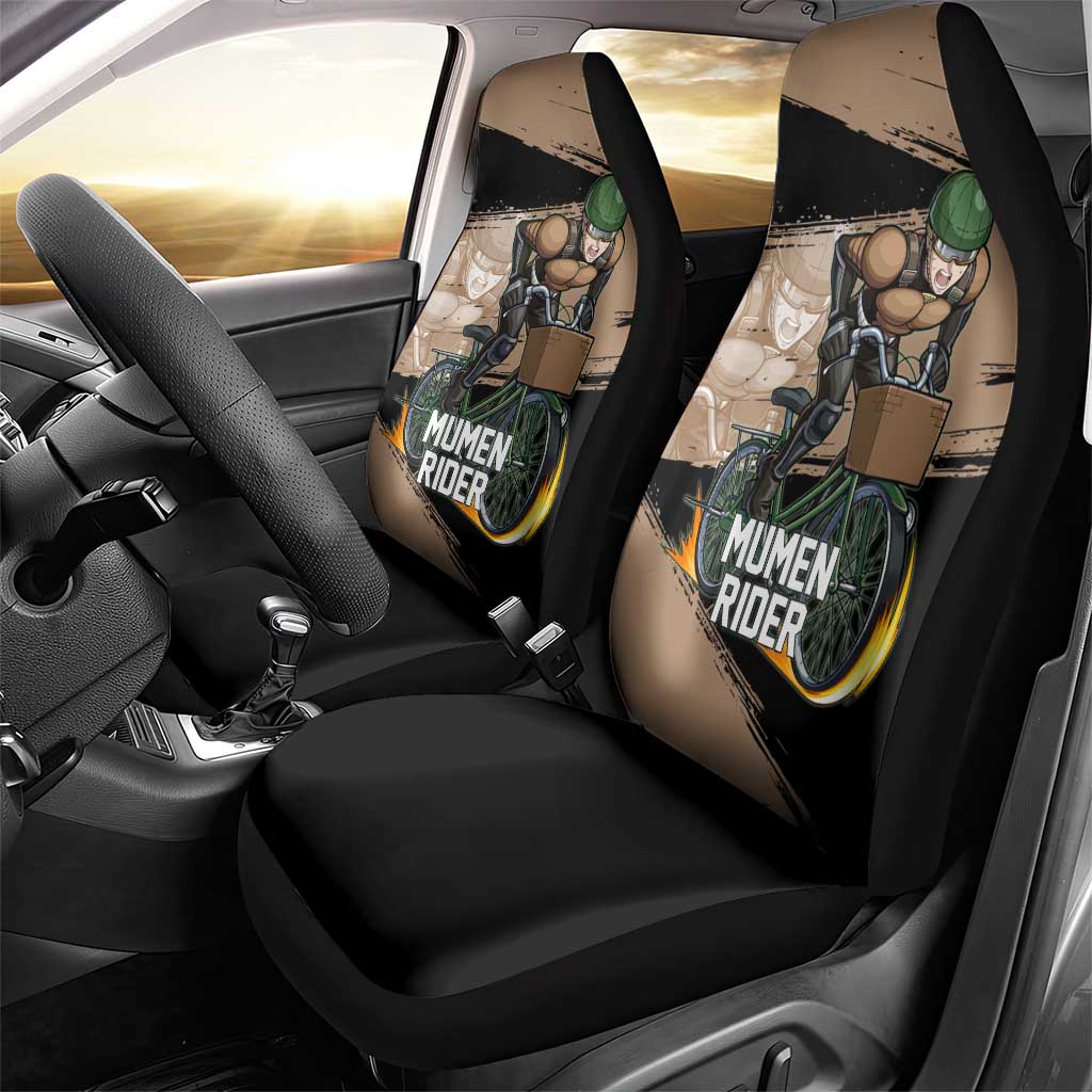 Mumen Rider One Punch Man Anime Brown and Black Car Seat Cover with Bicycle Hero Pose and Inspirational Determination Design - The Mazicc