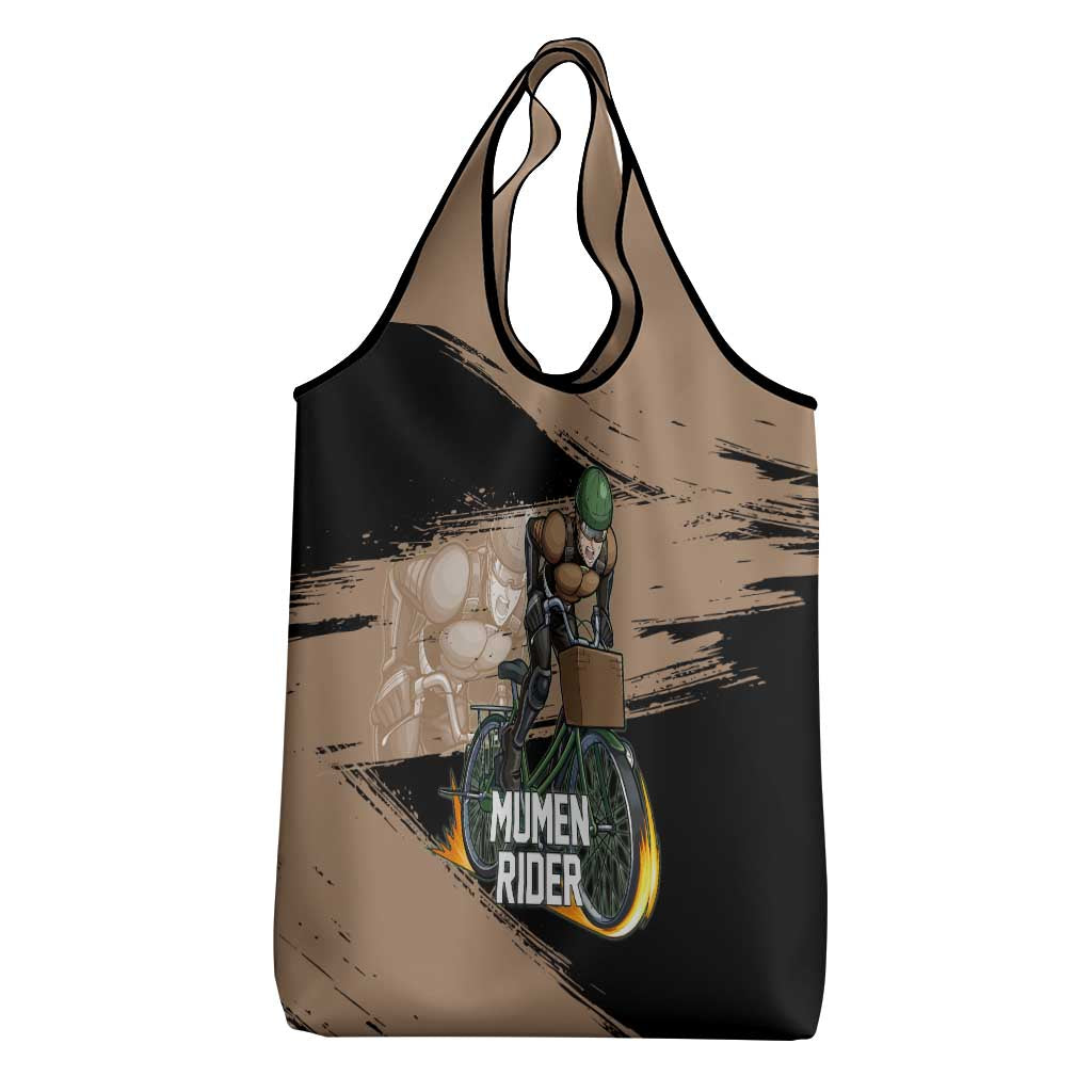Mumen Rider One Punch Man Anime Brown and Black Grocery Bag with Bicycle Hero Pose and Inspirational Determination Design - The Mazicc